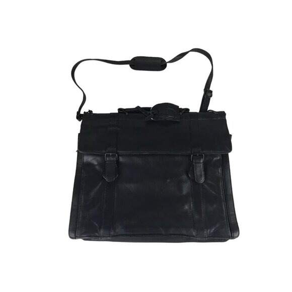 Mark Phillip Unisex Adults Black Full Grain Leather Briefcase Document Case Bag - Picture 1 of 10